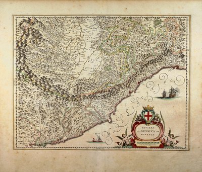 ジョヴァンニ・アントニオ・マジーニによる西リグーリア州の地図 作： Giovanni Antonio Magini