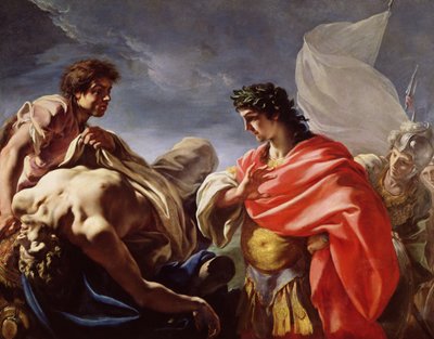 パトロクロスの遺体を考えているアキレス 作： Giovanni Antonio Pellegrini
