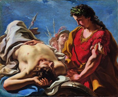 アレクサンダー、ダリウスの死体にて 作： Giovanni Antonio Pellegrini