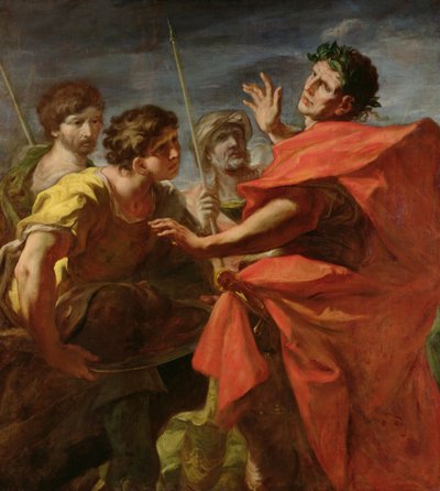 ポンペイの頭（紀元前106-48年）をシーザー（紀元前100-44年）に贈呈 作： Giovanni Antonio Pellegrini