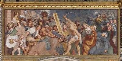 中央アベ、第2南スパン、イエスは十字架の下に落ちる、イル・ポルデノーネ 作： Giovanni Antonio Pordenone