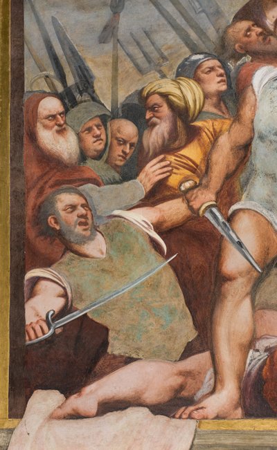 中央通路、第1南スパン、十字架に釘付けされたキリスト、ポルデノーネの 作： Giovanni Antonio Pordenone