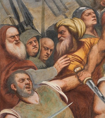中央通路、第1南スパン、十字架に釘付けされたキリスト、ポルデノーネの 作： Giovanni Antonio Pordenone