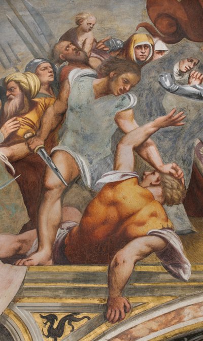 中央通路、第1南スパン、十字架に釘付けされたキリスト、ポルデノーネ号 作： Giovanni Antonio Pordenone
