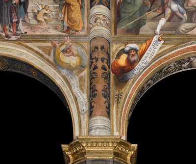 中央身廊、第3および第4南スパンのプルーム、IL Pordenone 1520年、預言者のいる胸像 作： Giovanni Antonio Pordenone