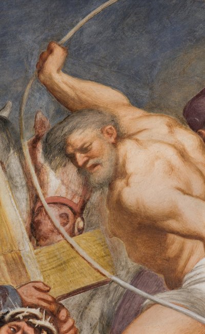 中央身廊、第2南スパン、イエスは十字架の下に落ちる、イル・ポルデノーネ 作： Giovanni Antonio Pordenone