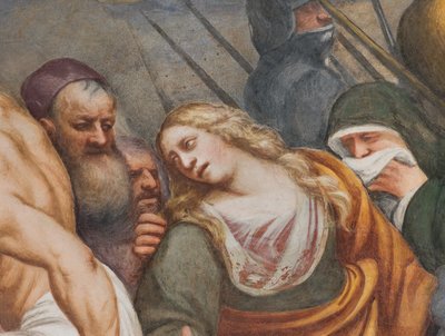 中央身廊、第2南スパン、イエスは十字架の下に落ちる、イル・ポルデノーネ 作： Giovanni Antonio Pordenone