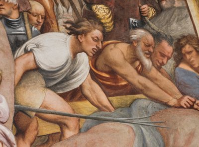 中央身廊、南側第2スパン、イエスは十字架の下に落ちる、イル・ポルデノーネ 作： Giovanni Antonio Pordenone