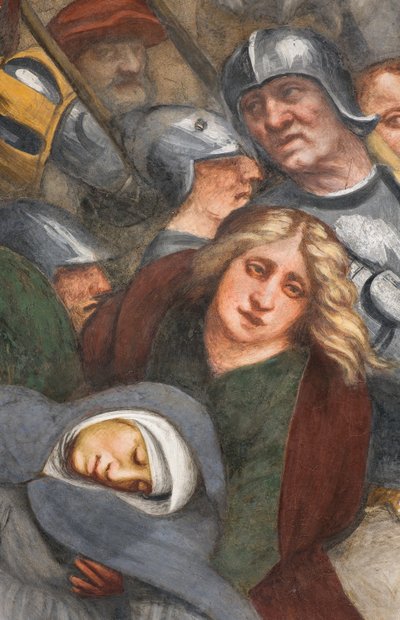 中央身廊、南側第2スパン、イエスは十字架の下に落ちる、イル・ポルデノーネ 作： Giovanni Antonio Pordenone