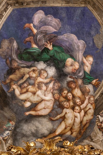 天使の中の創造主としての神、1529年頃（フレスコ画） 作： Giovanni Antonio Pordenone