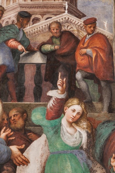 哲学者との聖カタリナの論争、1530-32（フレスコ画）（3601450の詳細） 作： Giovanni Antonio Pordenone