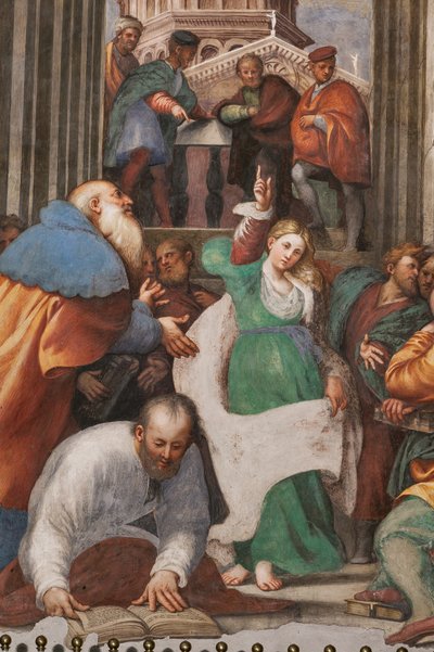 哲学者との聖カタリナの論争、1530-32（フレスコ画）（3601450の詳細） 作： Giovanni Antonio Pordenone
