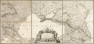 1774年、トルコ帝国とロシア帝国が隣接する黒海の地図 作： ジョヴァンニ・アントニオ・リッツィ・ザンノニ