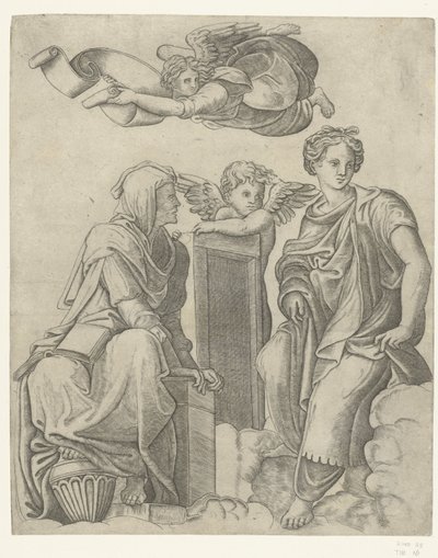 二人のシビュラと天使とプット 弁証法と論理 作： Giovanni Antonio da Brescia (attributed to)
