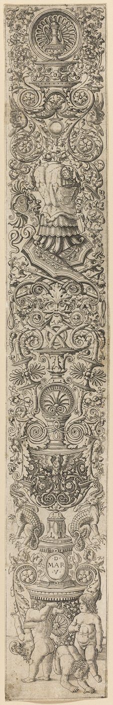 遊んでいる 4 人の子供、12 の装飾パネルのプレート 7 作： Giovanni Antonio da Brescia