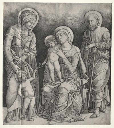 聖エリザベトと幼い洗礼者聖ヨハネのいる聖家族 作： Giovanni Antonio da Brescia