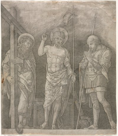 聖アンデレとロンギヌスの間に復活したキリスト 作： Giovanni Antonio da Brescia