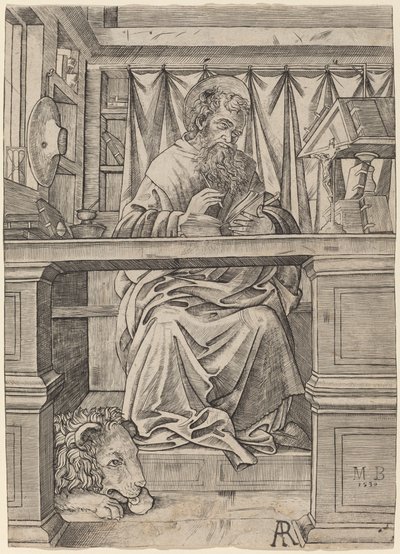 書斎の聖ヒエロニムス 作： Giovanni Antonio da Brescia