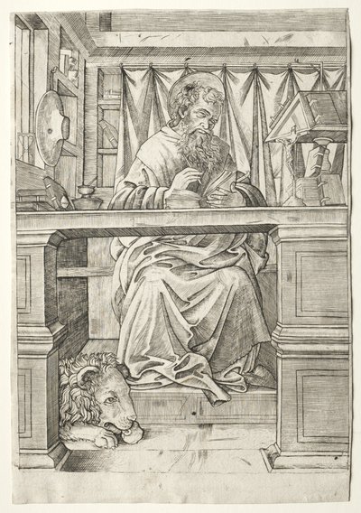 書斎の聖ヒエロニムス 作： Giovanni Antonio da Brescia