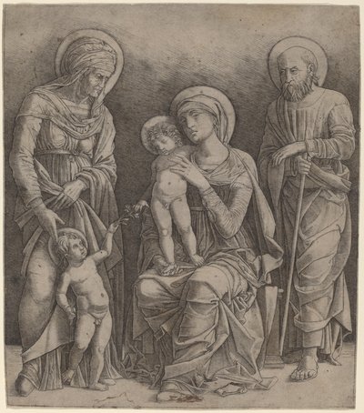 聖エリザベスと幼子聖ヨハネのいる聖家族 作： Giovanni Antonio da Brescia, after Andrea Mantegna
