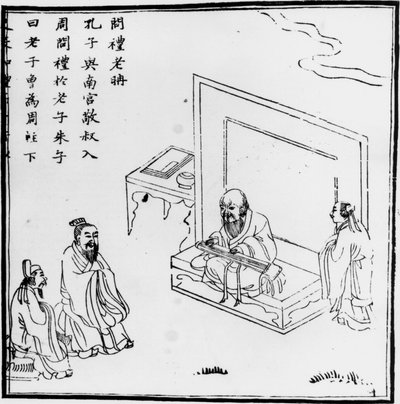 老子と孔子の出会い。中国の彫刻です。 作： Phillipe de Marlier