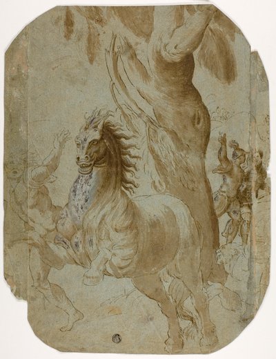 聖パウロの回心 (直腸); 後ろから見た男 (裏面) 作： Giovanni Antonio da Pordenone