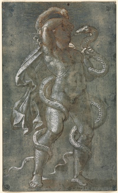 二匹の蛇に絡まれた男、c。 1527年。 作： Giovanni Antonio da Pordenone