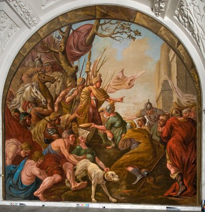 クラウディウスシビリスの足元に置かれたローマの略奪品 作： Giovanni Antonio de Groot