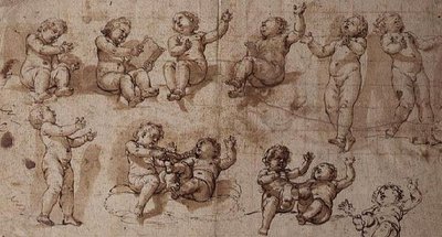 プッティの研究」（ペン、インク、ウォッシュ、チョーク） 作： Giovanni Baglione