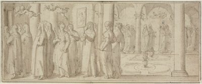 男性聖人を称える修道女と初心者の行列 作： Giovanni Balducci