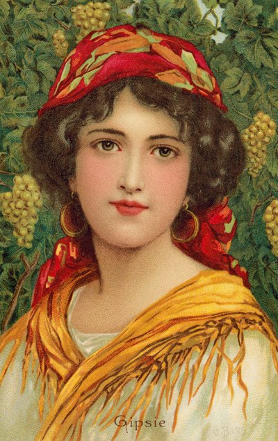 ブドウのつるを持つジプシーの女性の肖像 (リソ色) 作： Giovanni Barbaro