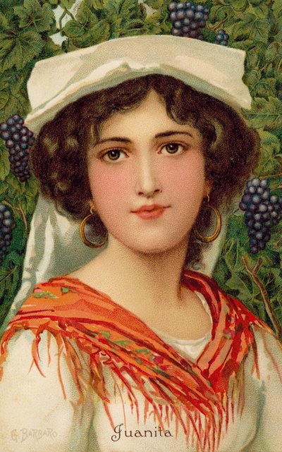 ブドウのつるを持つ女性の肖像（カラーリソ） 作： Giovanni Barbaro