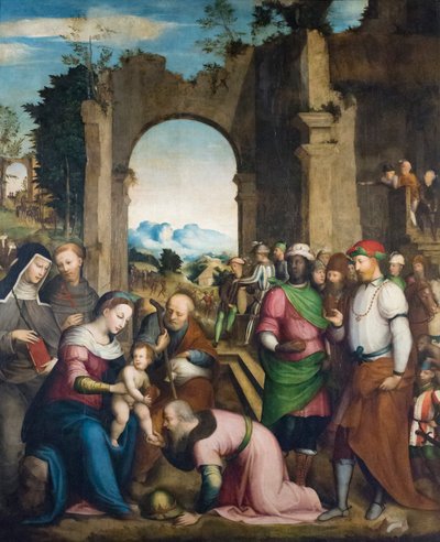 聖クレアとフランシスコとマギの礼拝 1510年頃 油彩・パネル 作： Giovanni Battista (1489 1561) Volponi