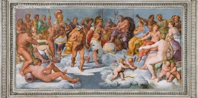 神々の集会、1560年頃（フレスコ画） 作： Giovanni Battista Castello