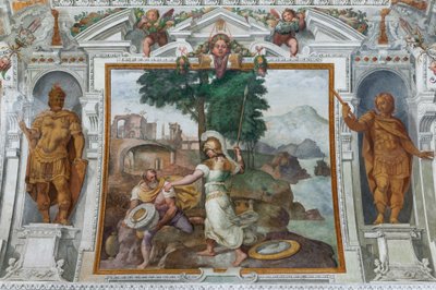 ユリシーズとミネルバ、1560年頃（フレスコ画） 作： Giovanni Battista Castello
