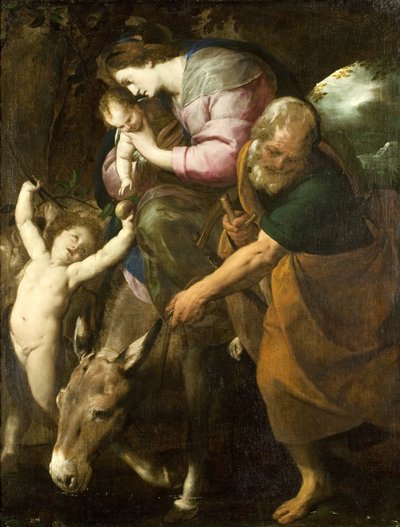 エジプトへの逃避、c.1600-10（帆布に油彩） 作： Giovanni Battista  Crespi