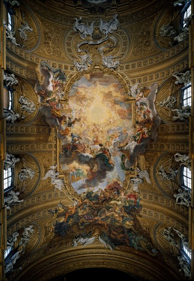 イエスの聖名の勝利 身廊のフレスコ画 ジョバン・バティスタ・ゴーリ・バシッチャ（1639-1709） ローマ、キエサ・デル・ジェス（ジェス教会またはイエスの聖名教会） イタリア 作： Giovanni Battista  Gaulli