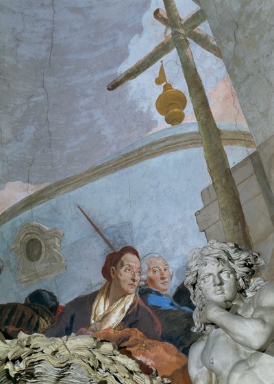 自画像には、疲れ果てて老け込んだティエポロの姿が描かれている。 作： Giovanni Battista (1696-1770) Tiepolo