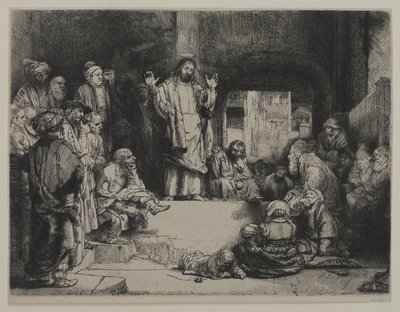 Christ Preaching（La Petite tombe）、c.1652（簀の紙に取り付けられた簀の紙のエッチング、ドライポイント、ビュラン） 作： Giovanni Battista Tiepolo