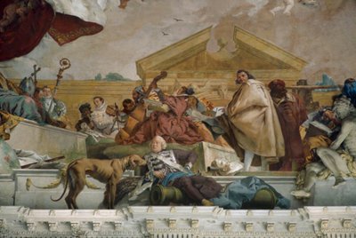 ヨーロッパ、階段の天井フレスコ画の詳細、ヴュルツブルク司教公邸。... （フレスコ画） 作： Giovanni Battista (1696-1770) Tiepolo