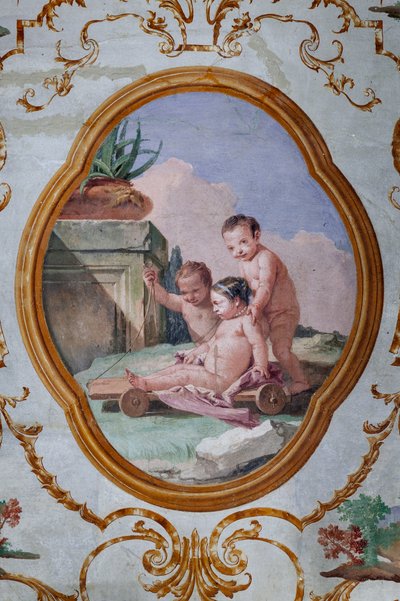 宿泊施設、プッチの部屋、プッチのメダリオン：「3つのプッチとカート」 作： Giovanni Battista Tiepolo