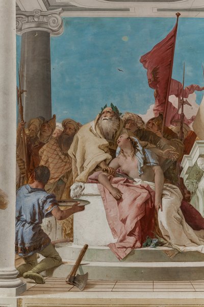 パラッツィーナ (小さな建物)、エントランス ホール: 「イフィゲニアの犠牲」、詳細 作： Giovanni Battista Tiepolo
