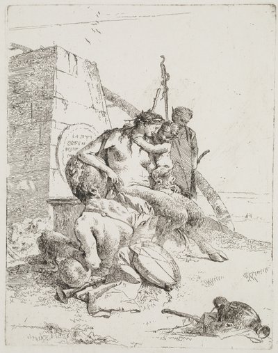 オベリスクのあるサティル家、ベニス、1765年頃（エッチング） 作： Giovanni Battista Tiepolo