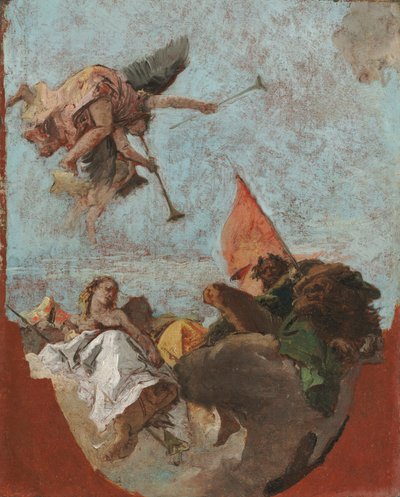 天井のスケッチ、1750年頃（キャンバスに油彩） 作： Giovanni Battista Tiepolo