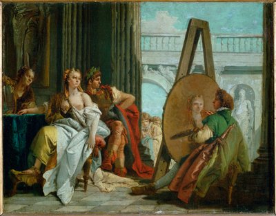 画家アペレス、アレキサンダー大王、そしてカンパスペ...。 作： Giovanni Battista (1696-1770) Tiepolo