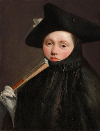 三角帽子の若い女性、c。 1755-60（キャンバスに油彩） 作： Giovanni Battista (1696 1770) Tiepolo