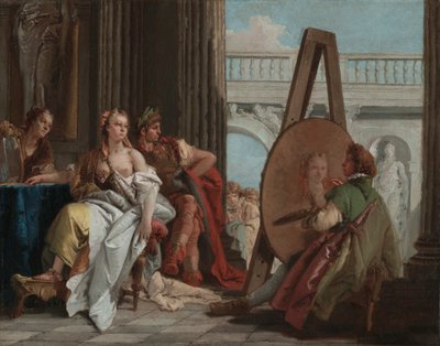 アペレスのスタジオのアレキサンダー大王とカンパスペ、1740年頃（キャンバスに油彩） 作： Giovanni Battista Tiepolo