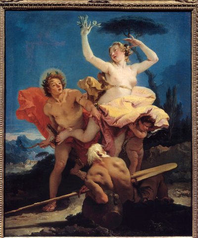 アポロとダフネの絵 ジョヴァンニ・ティエポロ（1696-1770）作 18世紀 日0.96x0.79 m 作： Giovanni Battista Tiepolo