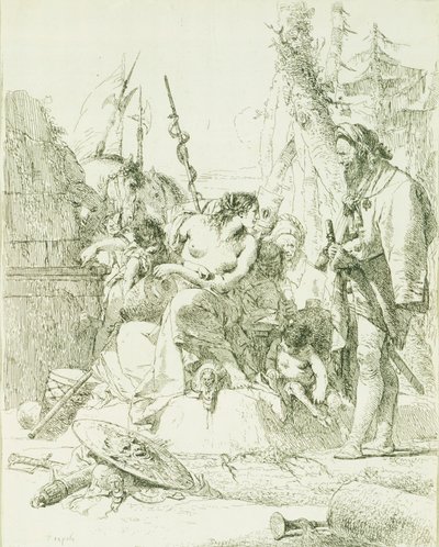 ジャンバッティスタ・ティエポロ（1696-1770）の「カプリッチョ」、エングレーヴィング 作： Giovanni Battista Tiepolo