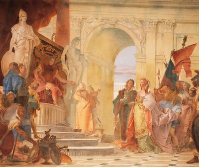スキピオの寛大さ」（「スキピオ・アフリカヌスとアレクサンダー大王の栄光」より）。 作： Giovanni Battista Tiepolo
